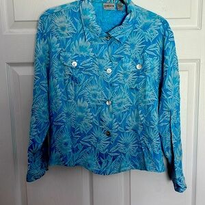 Chico’s Size 3(16) Jacket 75%Rayon 25%Silk Long Sleeves Pearl Buttons Down Front